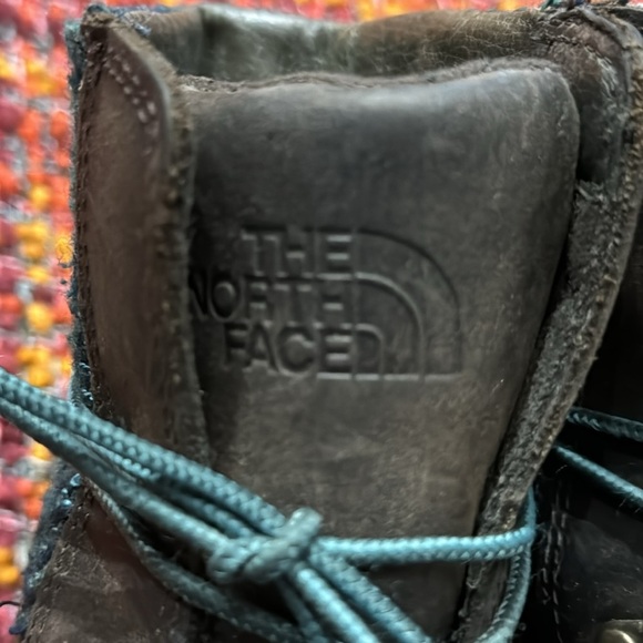 The North Face Dark Brown Leather Knit Top Combat Boots Women's Size 7 ½ - Picture 4 of 11